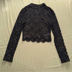 H&M Black Lace Long Sleeve Blouse Women’s Small